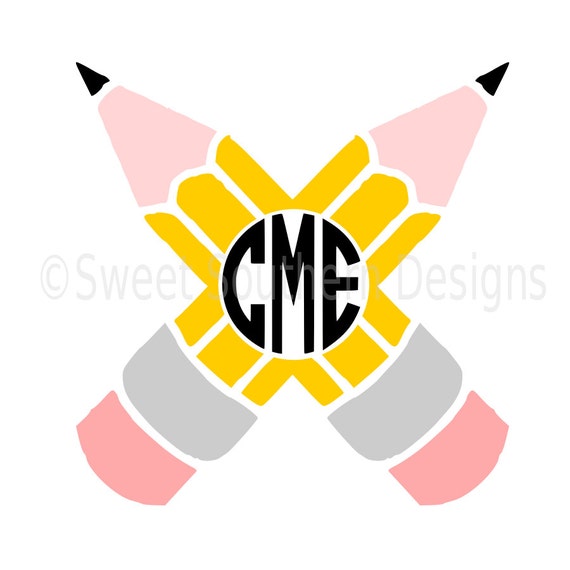 Download Monogram Pencil school SVG DXF instant download design for