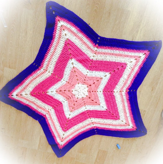 Hand crocheted STAR shaped baby blanket.