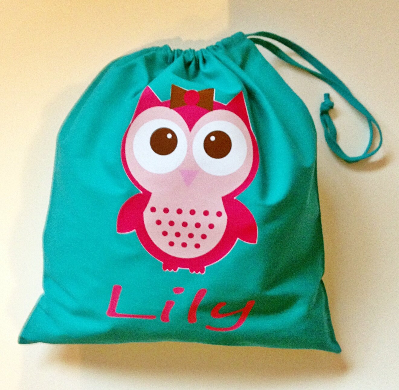 Personalised S Pink Owl Pe Pump Gym Nursery Drawstring Personalised S Pink Owl Pe Pump Gym Nursery Drawstring Cotton Bag