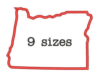 9 Sizes Oregon State Appliqué Embroidery Machine Embroidery Designs Embroidery USA State Outline Design - Instant Download