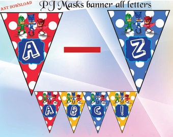 PJ masks banner,PJ masks invitation , PJ masks party, pj masks birthday - Instant Download