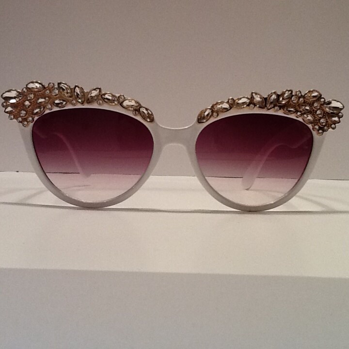 White Sunglasses with Crystals
