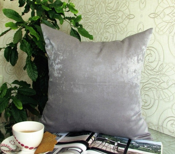 Gray Velvet Throw Pillow Throw Pillows by ModernHouseBoutique