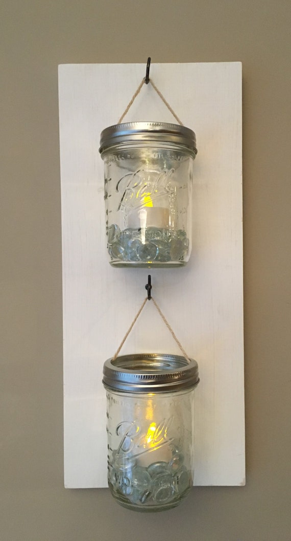 Items similar to Mason jar wall decor, rustic home decor, candler