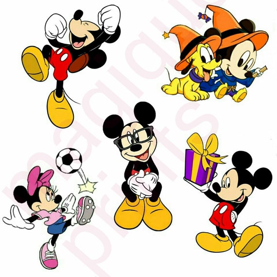 Items similar to mickey mouse stickers, mickey mouse clipart, cartoon ...