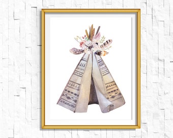 Instant Download Printable Bohemian Teepee by CloudNinePrintStudio