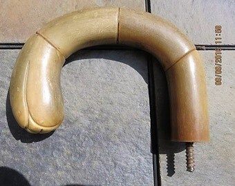 Art Deco Handcarved Walking Stick/Umbrella Handle Bone