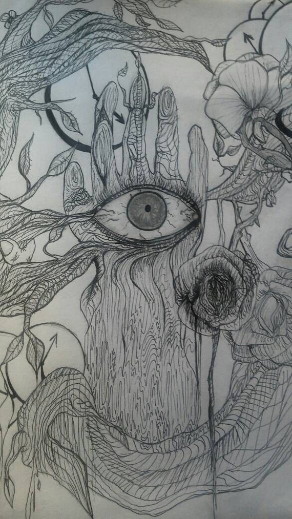 Abstract nature pen ink art print by ChasePaints on Etsy