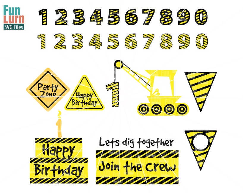 Download Construction theme First Birthday SVG graphics Cranecake