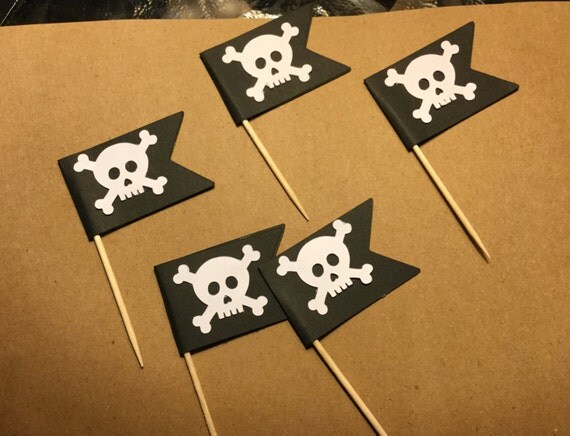 Pirate flag cupcake toppers set of 12 by Awesomepapercreation