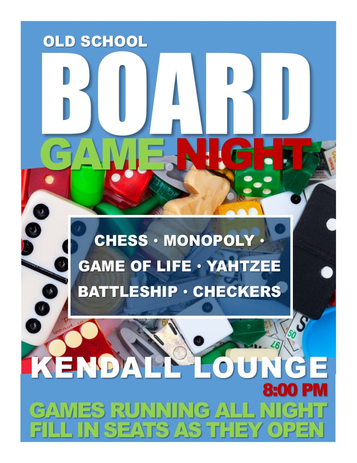 Board Game Night Program Advertisement Text Fully Editable