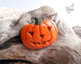 Halloween Brooch. Pumpkin Jack Brooch. Halloween Jewelry. Orange Brooch. Pumpkin Jewelry. Polymer clay brooch. Polymer clay jewelry