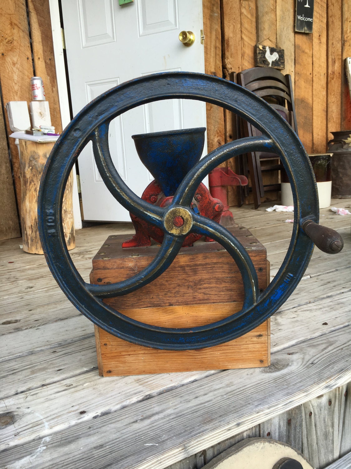 Antique Cast Iron Grain Mill Coffee Grinder H105 Hand Crank