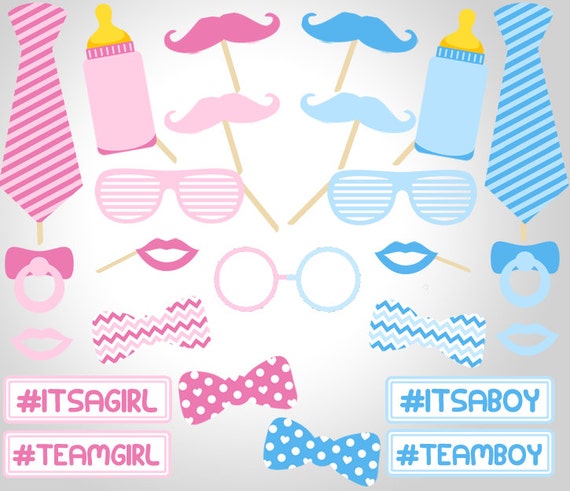 Printable Gender Reveal Photo Booth Props by PMPrintables on Etsy