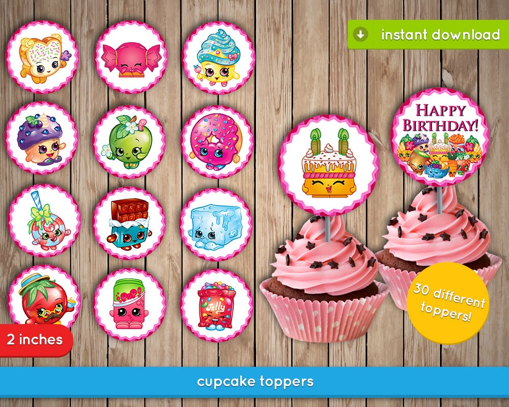 Shopkins Cupcake Toppers Printable 2 inches toppers