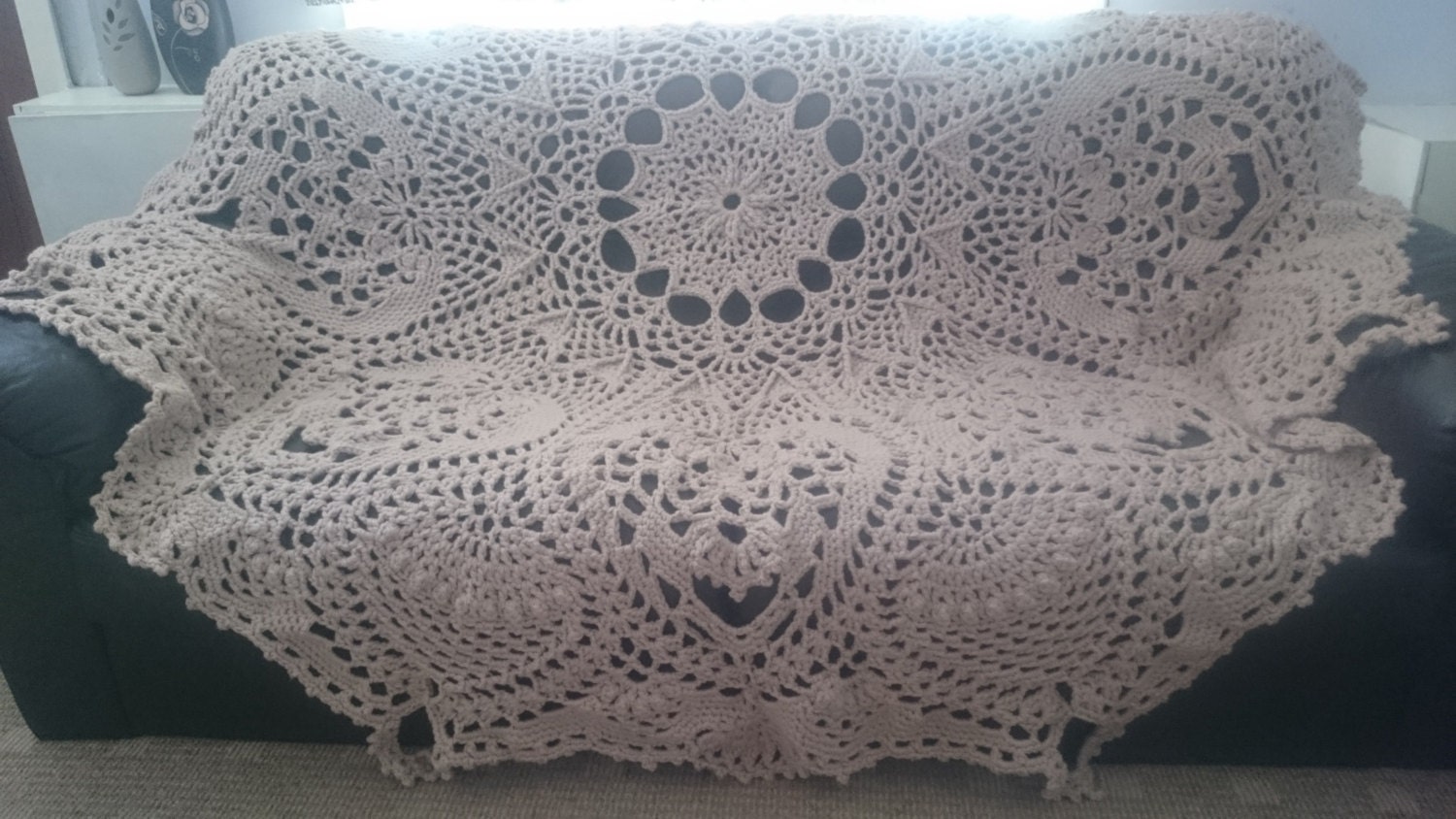 Handmade Crochet Round Large Doily Sofa Throw Bedspread