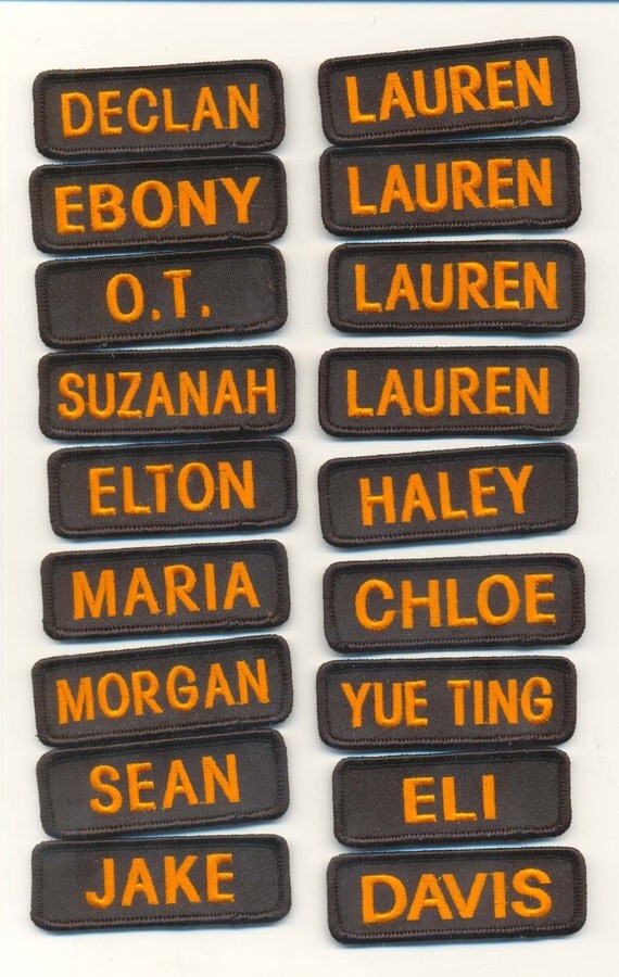 Custom Sew On Name Patches/Tags/Badges Embroidered black