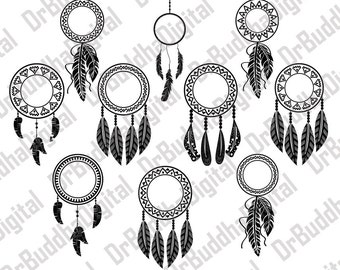 Sale! Dream Catcher Monogram Frame SVG Collection - Feather, Indian DXF - Dreamcatcher - SVG Files for Silhouette Cameo or Cricut