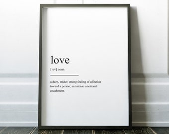Love Print, Valentines, Definition Print, Valentines Gift, Wall Art Prints, Quote Print, Minimalist Print. Modern Art, Love Art, Wall Art