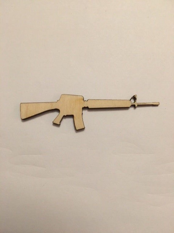 Laser Cut M16 Gun Riffle Army War Wood Shapes Laser Cut