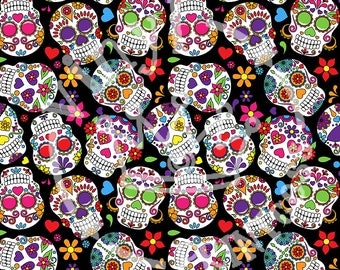 Sugar Skulls Patterned Outdoor Craft Vinyl - Sugar Skulls Printed Vinyl Sheets - 651 - 12x12 or 12x24 Vinyl Sheets - 651 or HTV