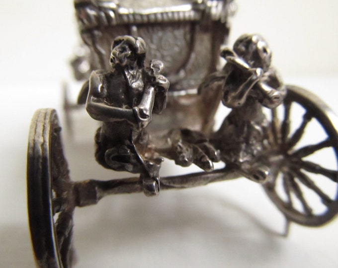 Sterling silver carriage, Solid silver miniature Queens corronation coach, Vintage hallmarked collectible English carriage, Bham 1977