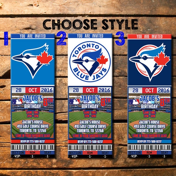 Toronto Blue Jays Birthday Ticket Invitation Toronto Blue