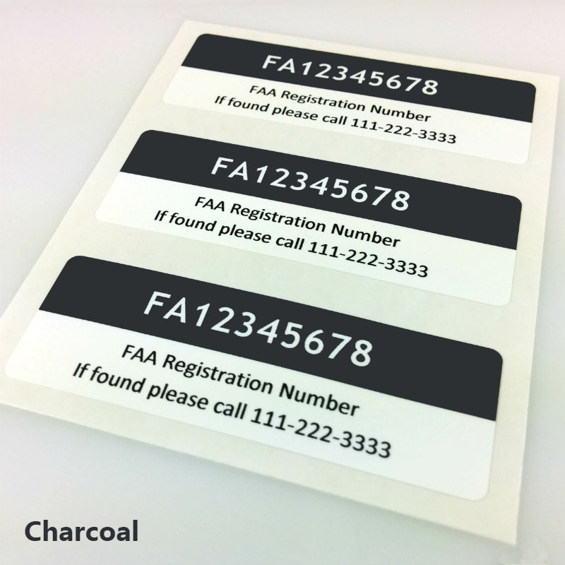 Set of 3 Premium FAA Drone Registration Labels/Stickers in