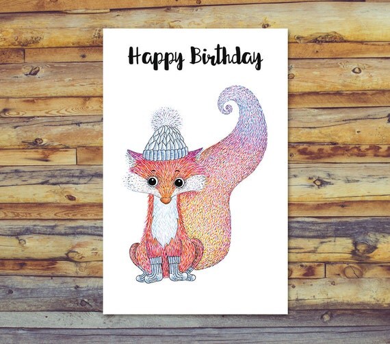 Free Printable Fox Birthday Card