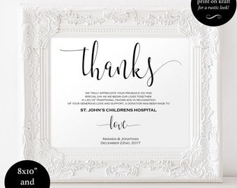 In Lieu of Favors Sign - Favors Sign, - Donation Sign, - lieu of favors wedding - DIY wedding - downloadable wedding signs #WDH0051