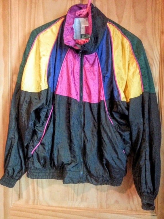 Vintage 80s Colorblock Nylon Windsuit Windbreaker Jacket Size