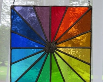 Spectrum Square! Beautiful Multicoloured Rainbow Stained Glass Suncatcher