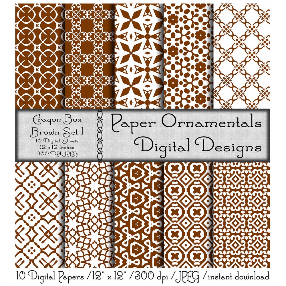 Digital Paper Brown Scrapbook Paper Pack Instant Digital