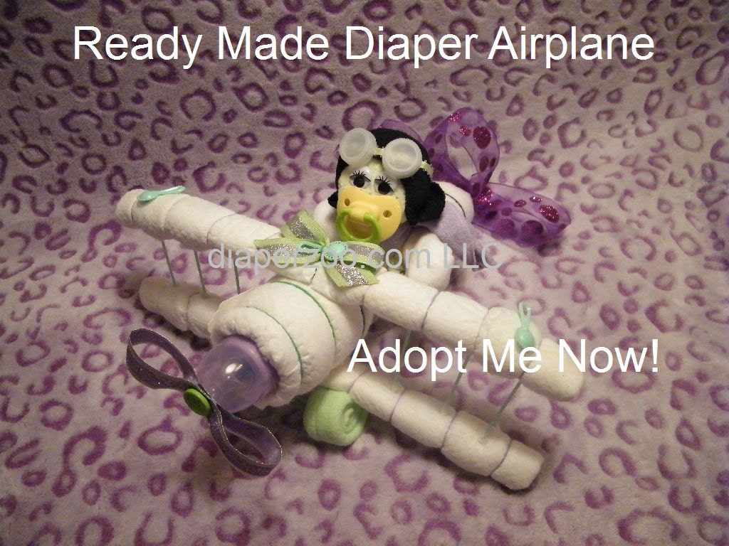 Ready Made Diaper DIAPER AIRPLANE & PILOT for by DiaperZooDesigns