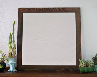 Reclaimed Wood Mirror | Large 30x30 Vanity Mirror | Bathroom Mirror | Entryway Foyer | Handcrafted Wooden Framed Mirror | Choice of Colors