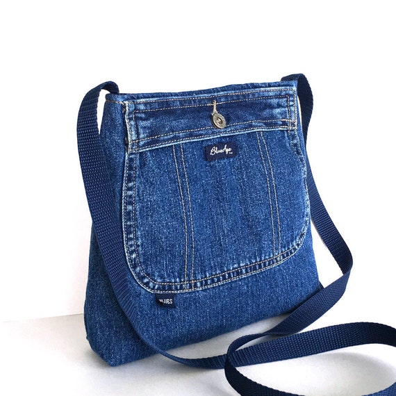 Small crossbody bag Mini denim purse Recycled messenger