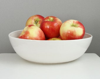 Items similar to White ceramic fruit bowl, contemporary design ...