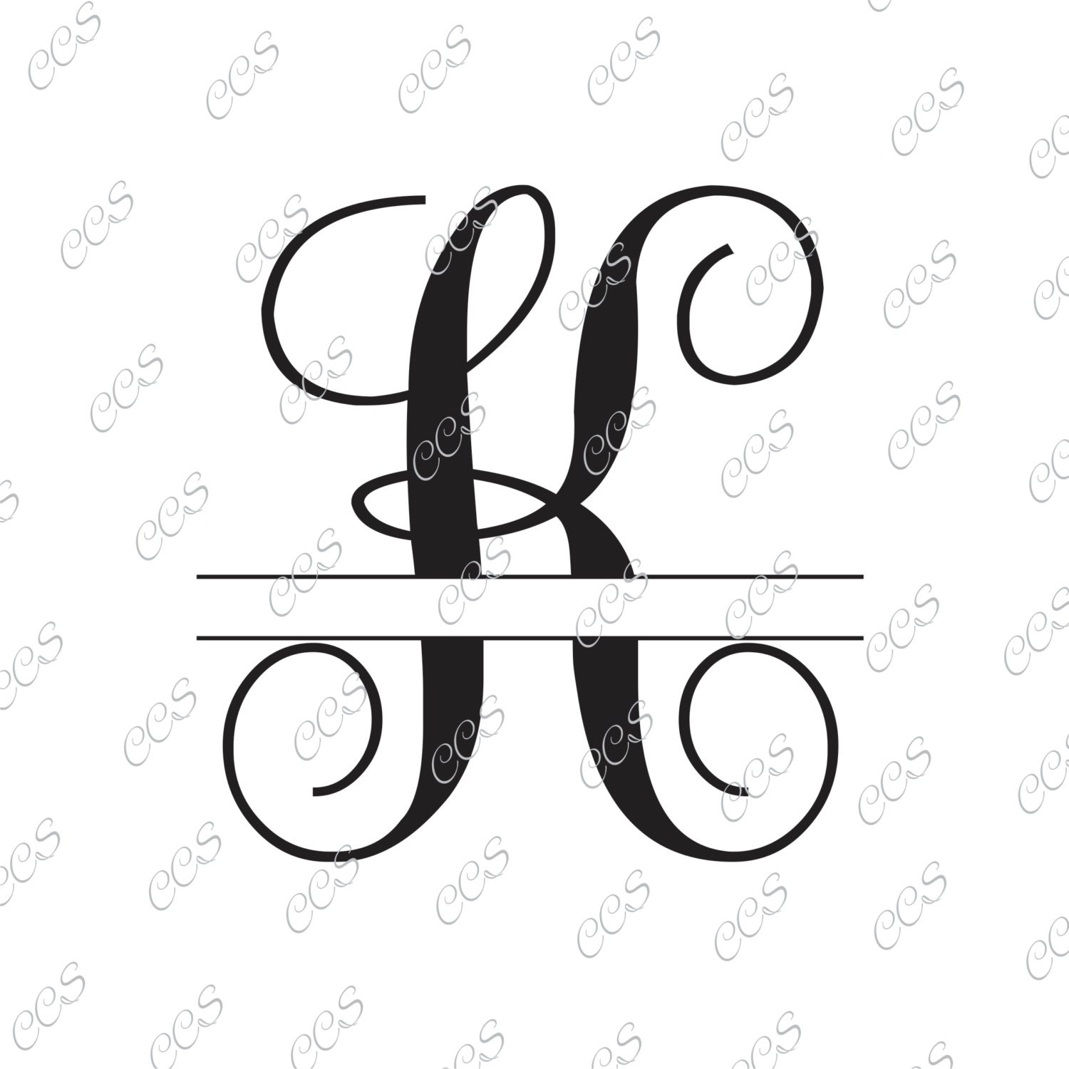 Download Digital Cut File Split Vine Letters Letter K K Split K