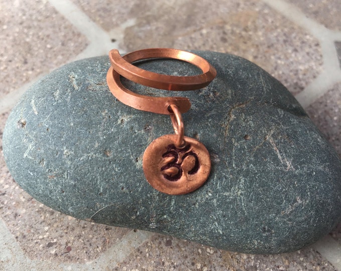 Copper Ring & Om Ring * stamped Om ring* Square Wire * Yoga Ring