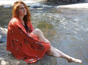 Butterfly Scarf, Orange, Butterfly Scarf, Monarch Butterfly, Shawl, Hand Painted