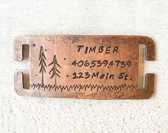 Not all dog tags are created equal. Pet id tags handcrafted in Bozeman, Montana personalized to your custom request. Timber Quiet Tag
