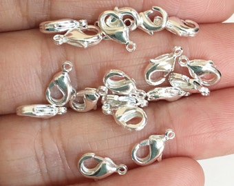 50 pcs of silver plated lobster claw clasps 10x5mm, silver lobster clasp, small lobster clasp