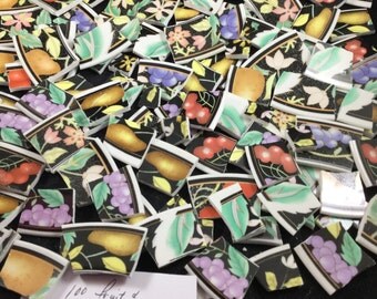 100 Fruit and Flower Broken China and Mosaic Supply Tiles
