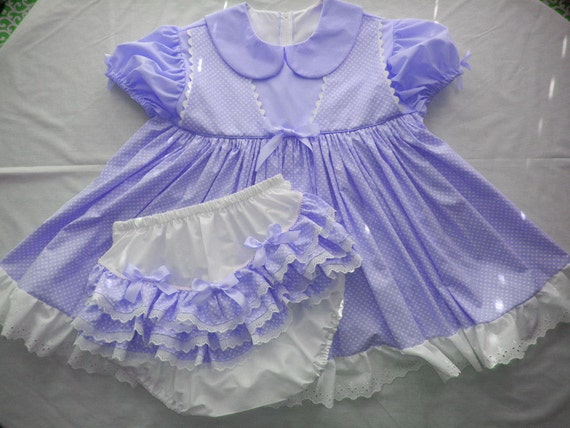 Adult Baby Sissy Faux PURPLE JUMPER Dress Set Binkies n Bows