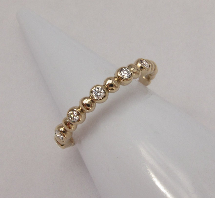 14k Diamond Bubble Ring 14k Gold Diamond Ring Gold 6 Stone