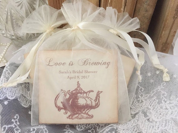 Tea Bag Favors Fully Assembled with Personalized Card Set of