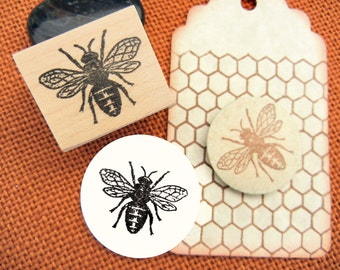 Bee Rubber Stamp // Honeybee stamp - Antique Image - Handmade by BlossomStamps