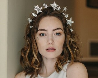 1920s tiara, star crown, wedding hair accessory - Comic Beauty no. 2146