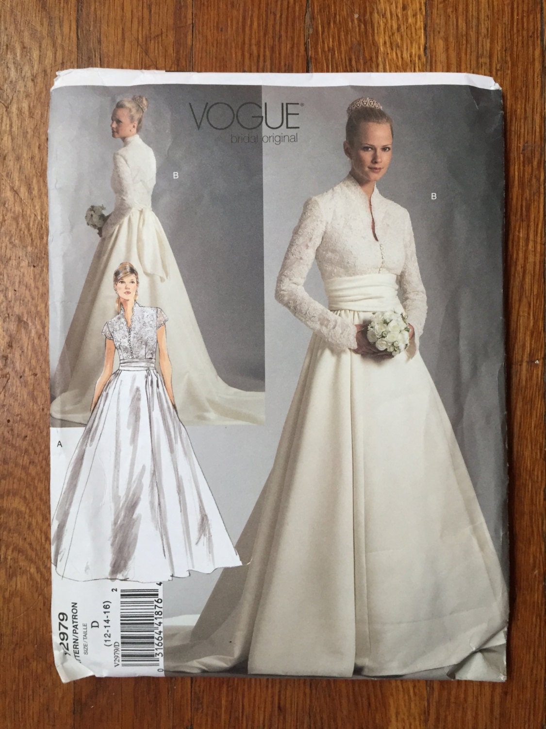 Vogue V2979 Modest Bridal Gown Pattern with Sleeves, Sash and Train ...