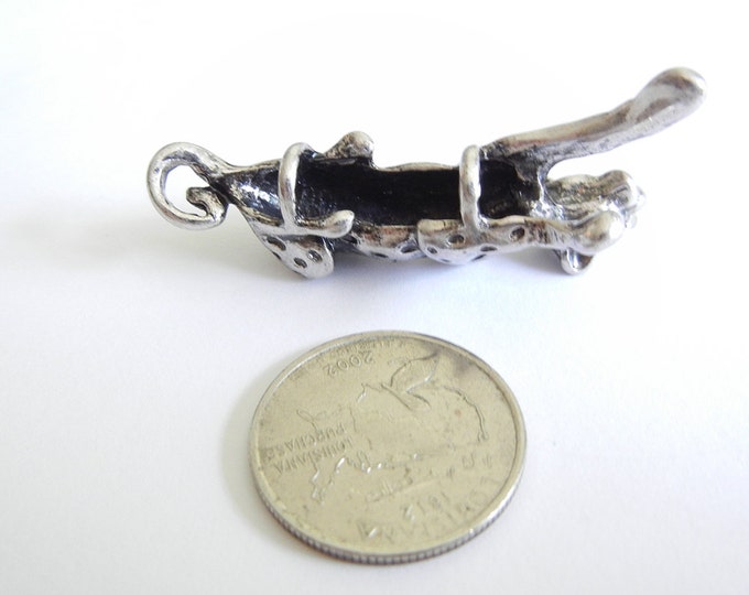 Silver-tone Jaguar Tube Charm